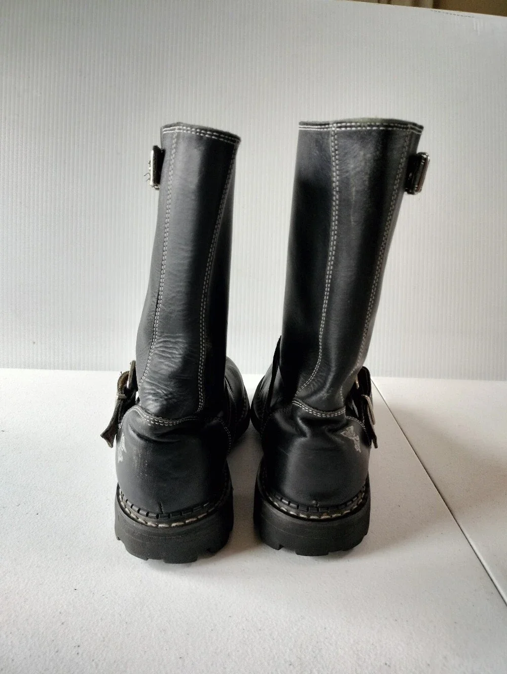 John Fluevog Angels Seventh 7th Heaven Men's Black Leather Moto Biker Boots 7